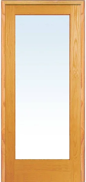 National Door Company ZZ19932R Unfinished Pine Wood 1 Lite Clear Glass, Right Hand Prehung Interior Door, 32" x 80"