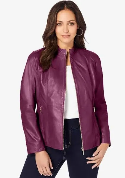 Jessica London Women's Plus Size Leather Jacket