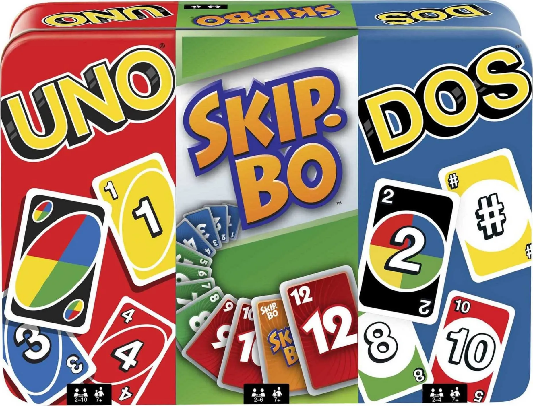 Mattel Games Set of 3 Games with UNO, Skip-Bo &amp; DOS, Travel Games for Kids &amp; ...