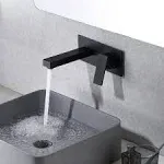 SUMERAIN Matte Black Wall Bathroom Sink Faucet Lavatory Vessel Brass