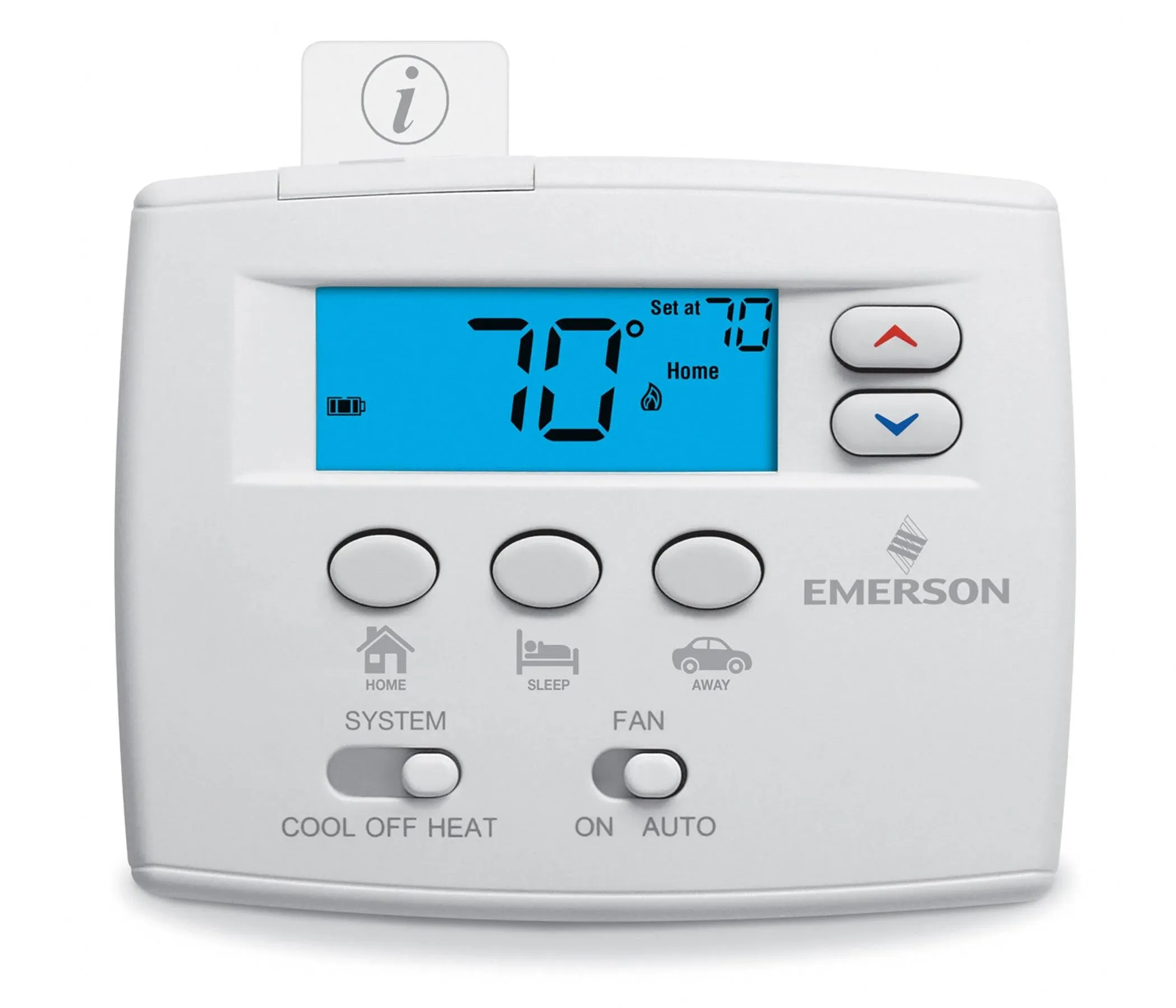 Emerson Thermostats 1F86EZ 0251 Blue EZ Series 2" Thermostat, White