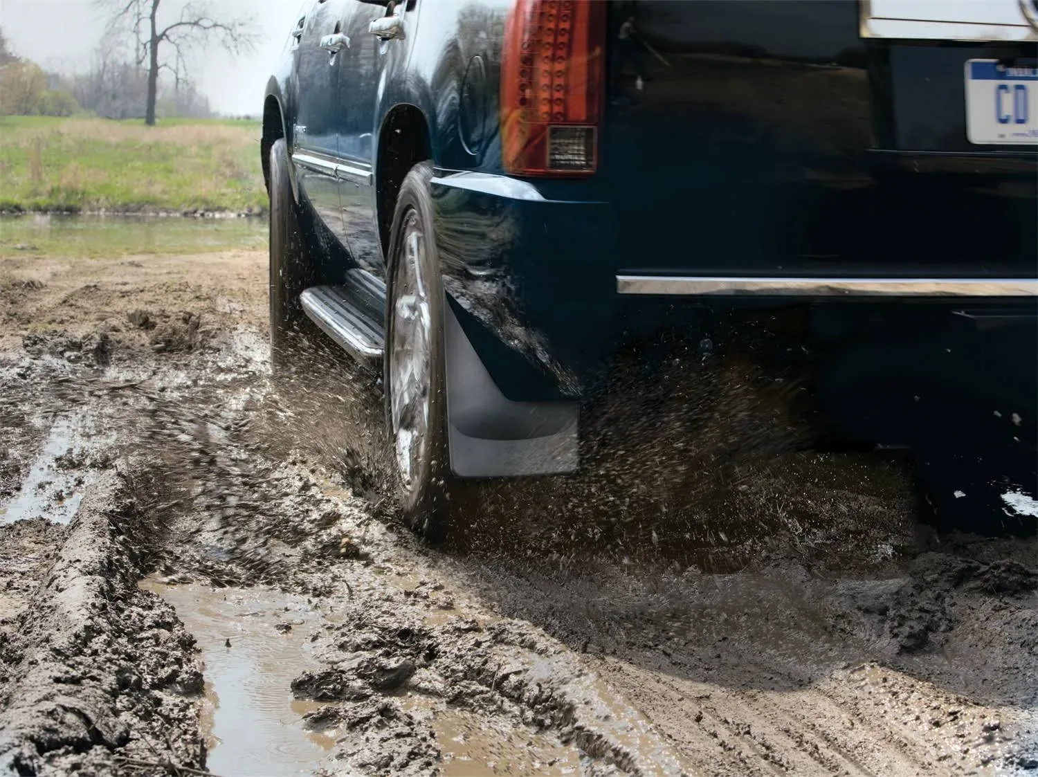 WeatherTech Custom No Drill Splash Guard MudFlaps for Nissan Titan XD, Titan - Rear Pair (120084), Black