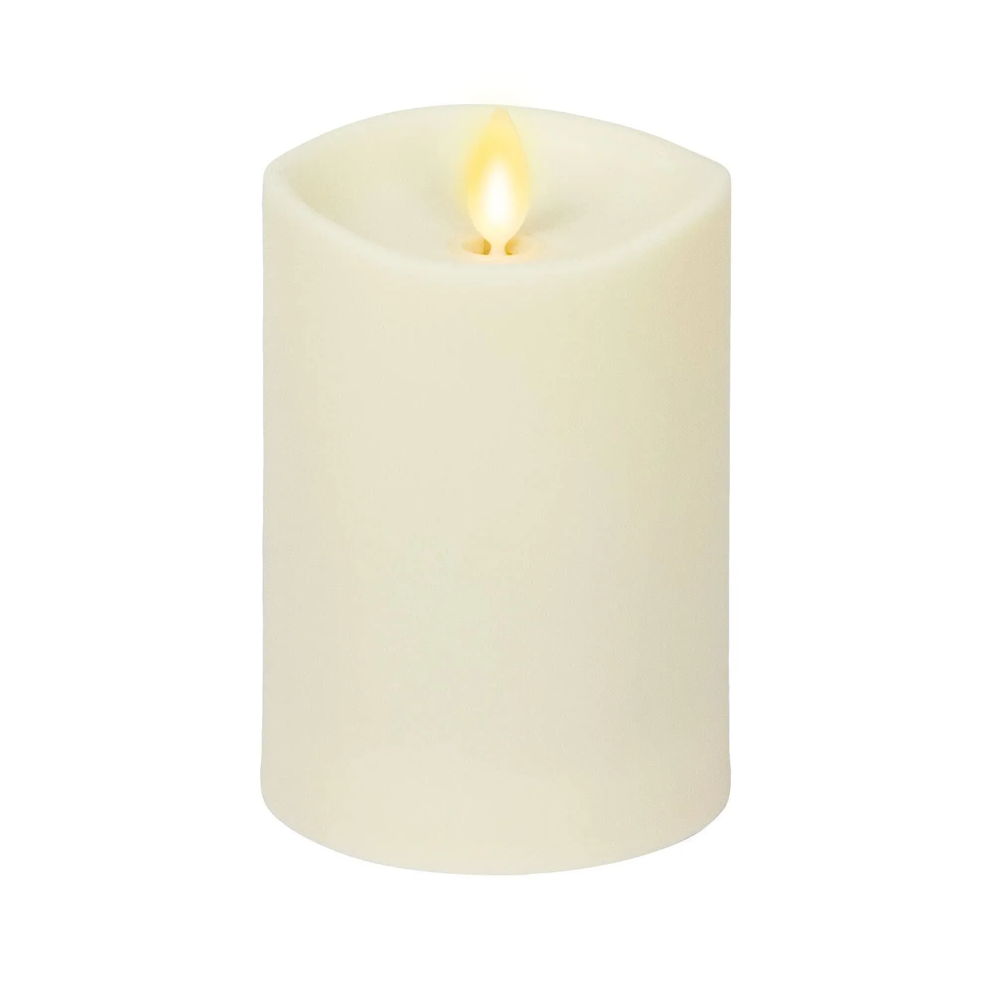 Matchless Ivory Outdoor Flameless Candle Pillar Melted Top Unscented