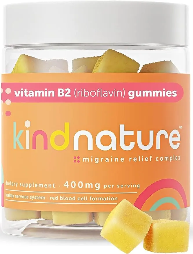 Kind Nature Vitamin B2 Gummies - Riboflavin 400mg Supplement for Kids & Adults - Non-GMO, Soy & Gluten-Free, Vegan Chewable Gummies (30 Day Supply)