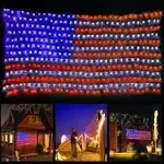 420 LED American Advanced Flag String Lights Waterproof LED Flag Net Light of The United States for Yard Garden Decoration Festival Holiday Party