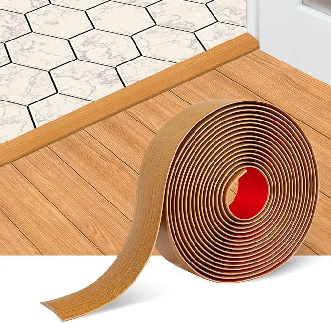 Floor Transition Strip Floor Cover Strips Self Adhesive Flooring Transitions Laminate Floor Strip 2" Wide Vinyl Floor Flat Divider Strip Elegant Wood Grain Design (5cm, 6.56Ft, Gray)