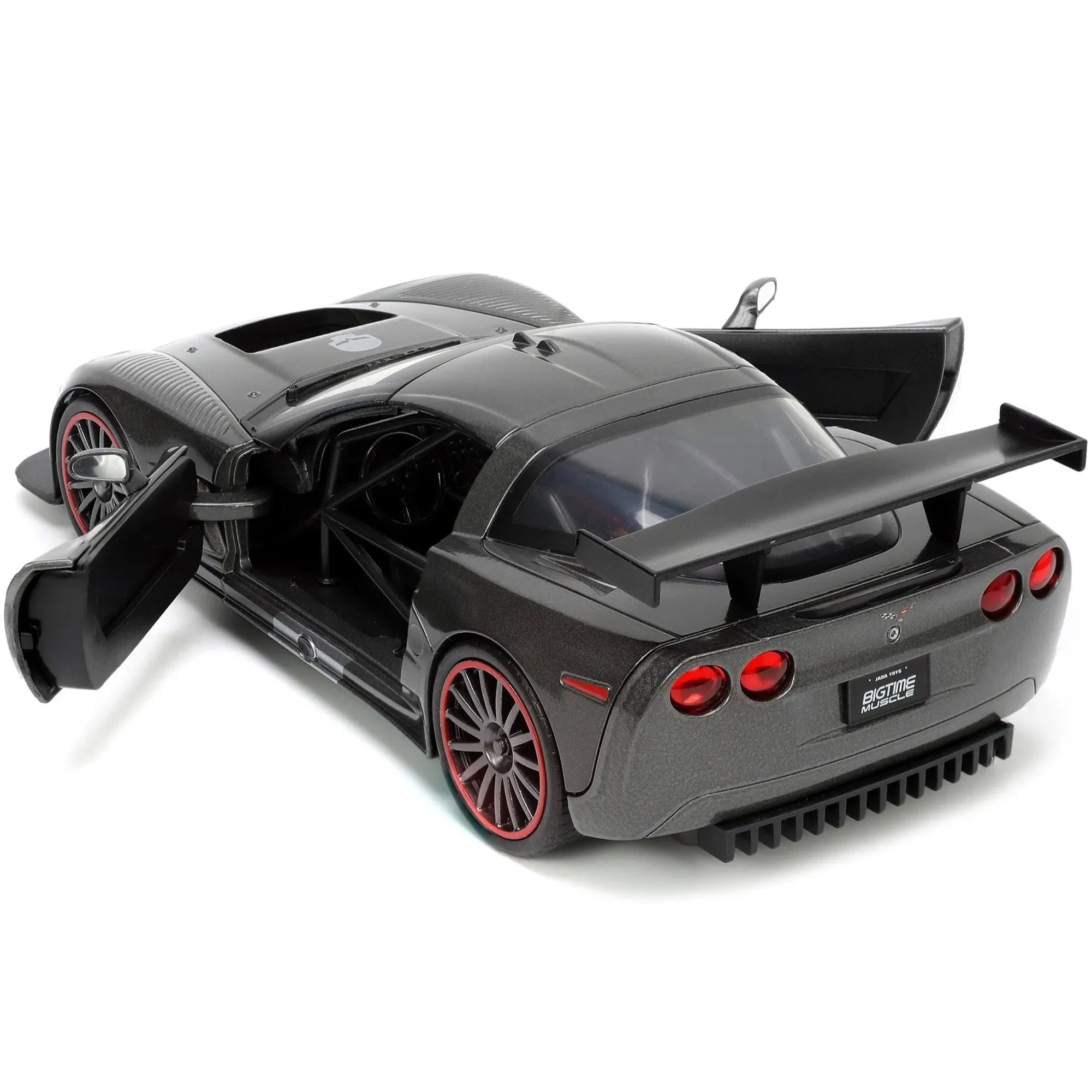 Jada 1/24 Diecast Model Car - 2005 Chevrolet Corvette C6-r Dark Gray Metallic