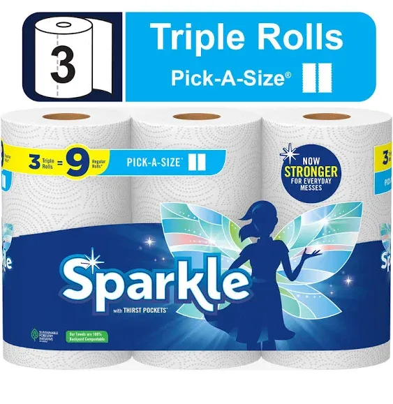 Sparkle Pick-A-Size Paper Towels, 24 Double Rolls = 48 Regular Rolls