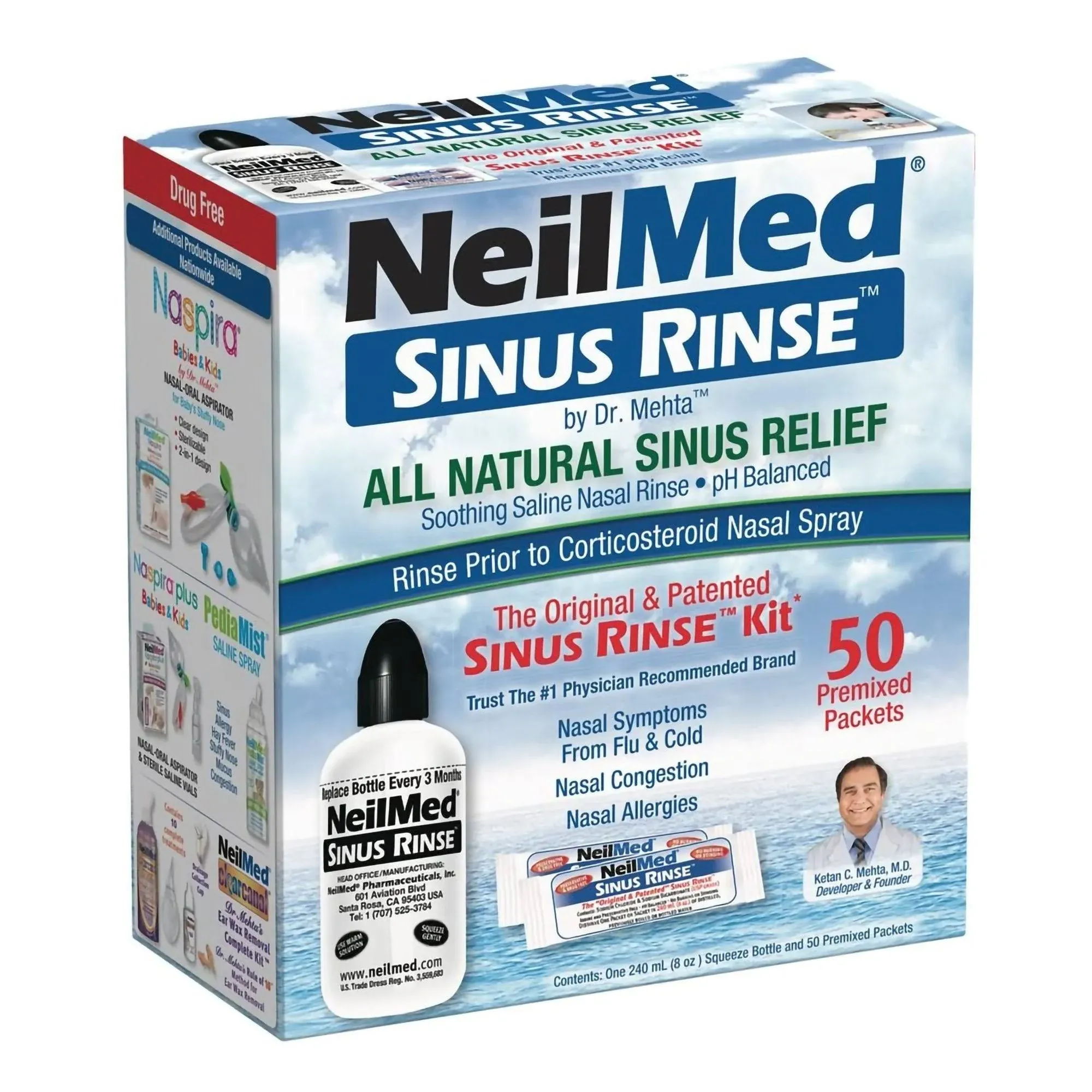 Lavador Nasal Sinus Rinse Kit C/60 Sobres Premezclados (240 mL)