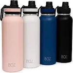 BOZ Stainless Steel Water Bottle - Vaccum Insulated Water Bottle 32 Oz - Wide Mouth BPA Free Sport Water Bottle for Gym with Spout Lid - Thermal Hot & Cold 1 Litre Blue Waterbottle