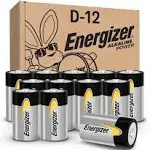 Energizer D Batteries, D Cell Long-Lasting Alkaline Power Batteries (12 Pack)