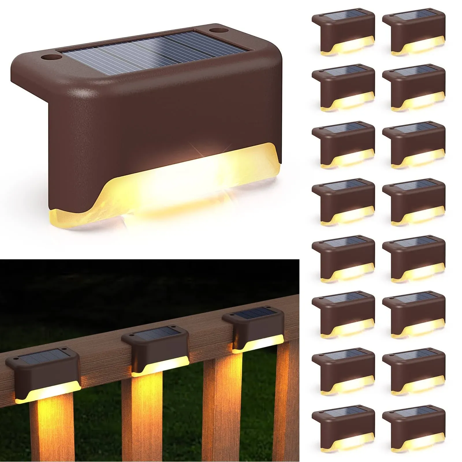 Step Fence Lamp Yard Pathway Fence Solar LED Deck Outdoor Light Garden Stairs