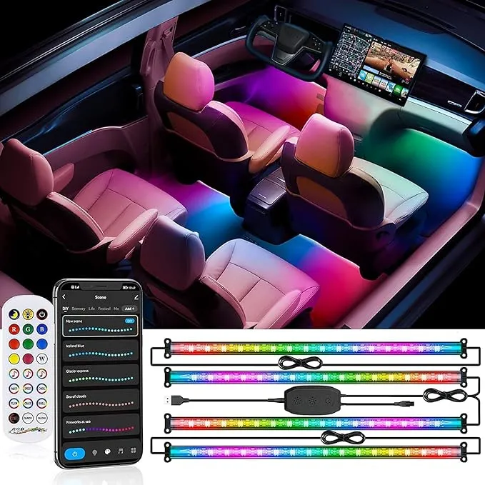 Cars Interior Lights Inside Your Car LED Lights Interior, Music Sync App Smart Segmented Control Dynamic Dream Color Chasing Super Bright for Cars Trucks SUV