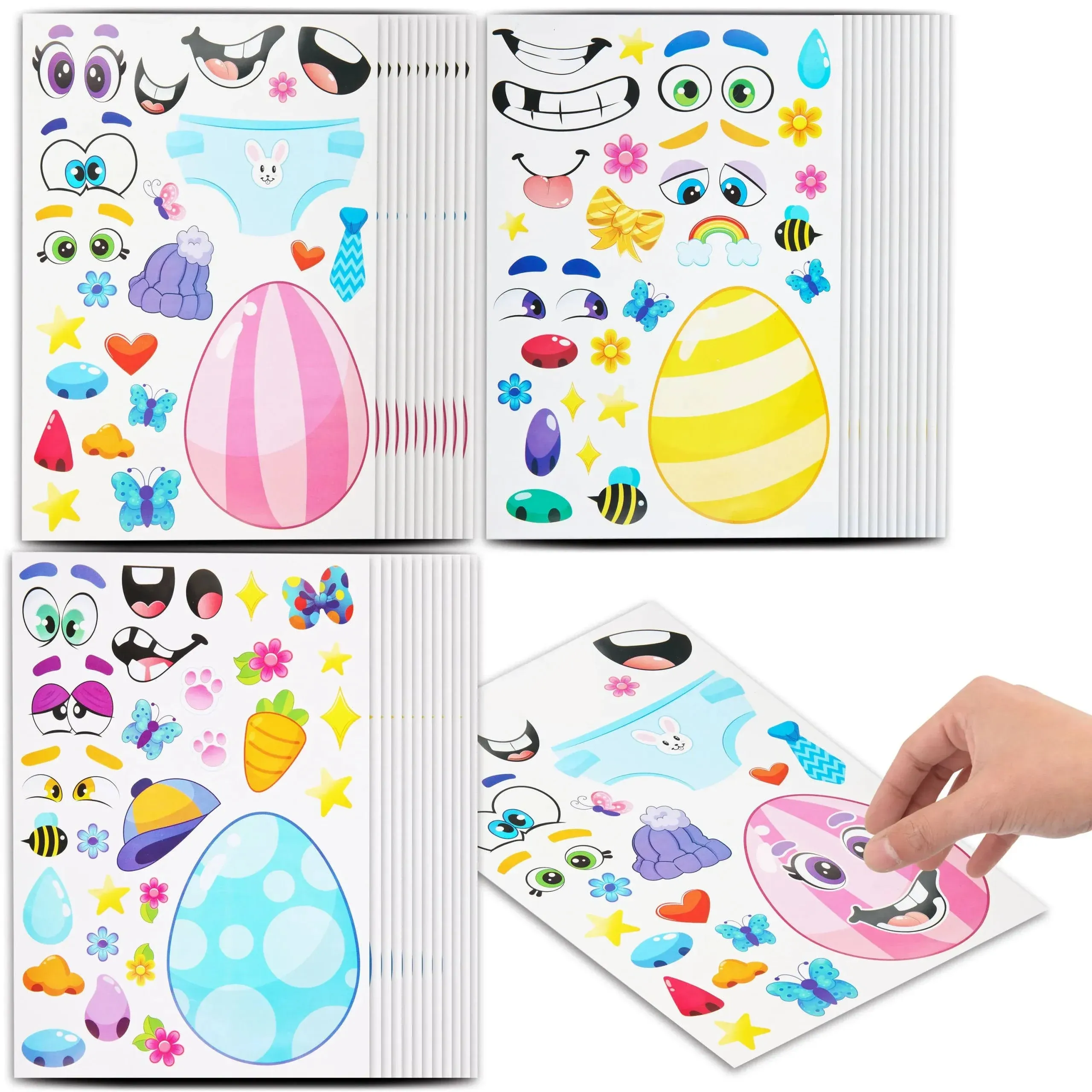 JOYIN 36 Pieces Easter Make A Face Sticker Sheets with Easter Eggs Themed Make Your Own Mix and Match Stickers Sheets, Easter Kids Party Favor Supplies Crafts