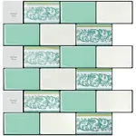 Art3d 10-Sheet Peel and Stick Backsplash, 12 in. x 12 in. Subway Tiles in Teal