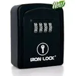 Iron Lock - Key Lock Box Wall Mount for Keys 4 Digit Combination with Resettable Code with A B Switch Indoor Outdoor Waterproof