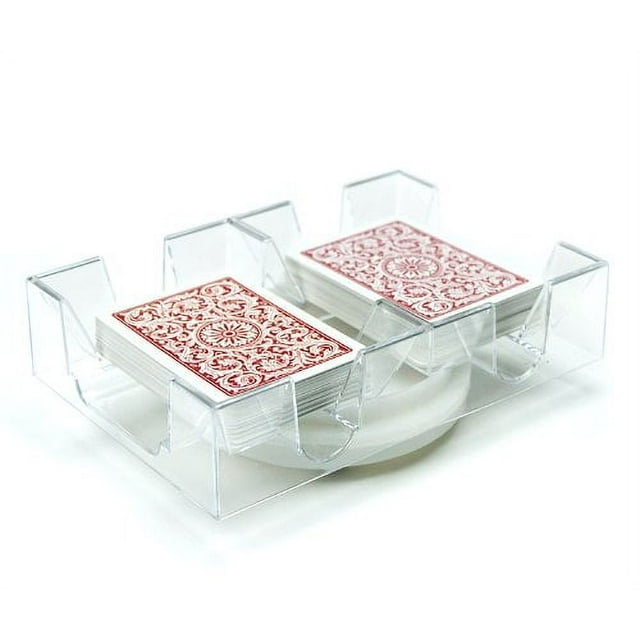 Brybelly Rotating Card Deck Tray | Standard Sized Playing Cards | Rotates in Any Direction | Clear | 2, 6 or 9 Deck Tray