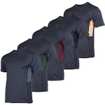 Real Essentials 5 Pack: Men’s Short Sleeve Dry Fit Active Crew Neck T Shirt - Athletic Running Gym Workout Tee Tops