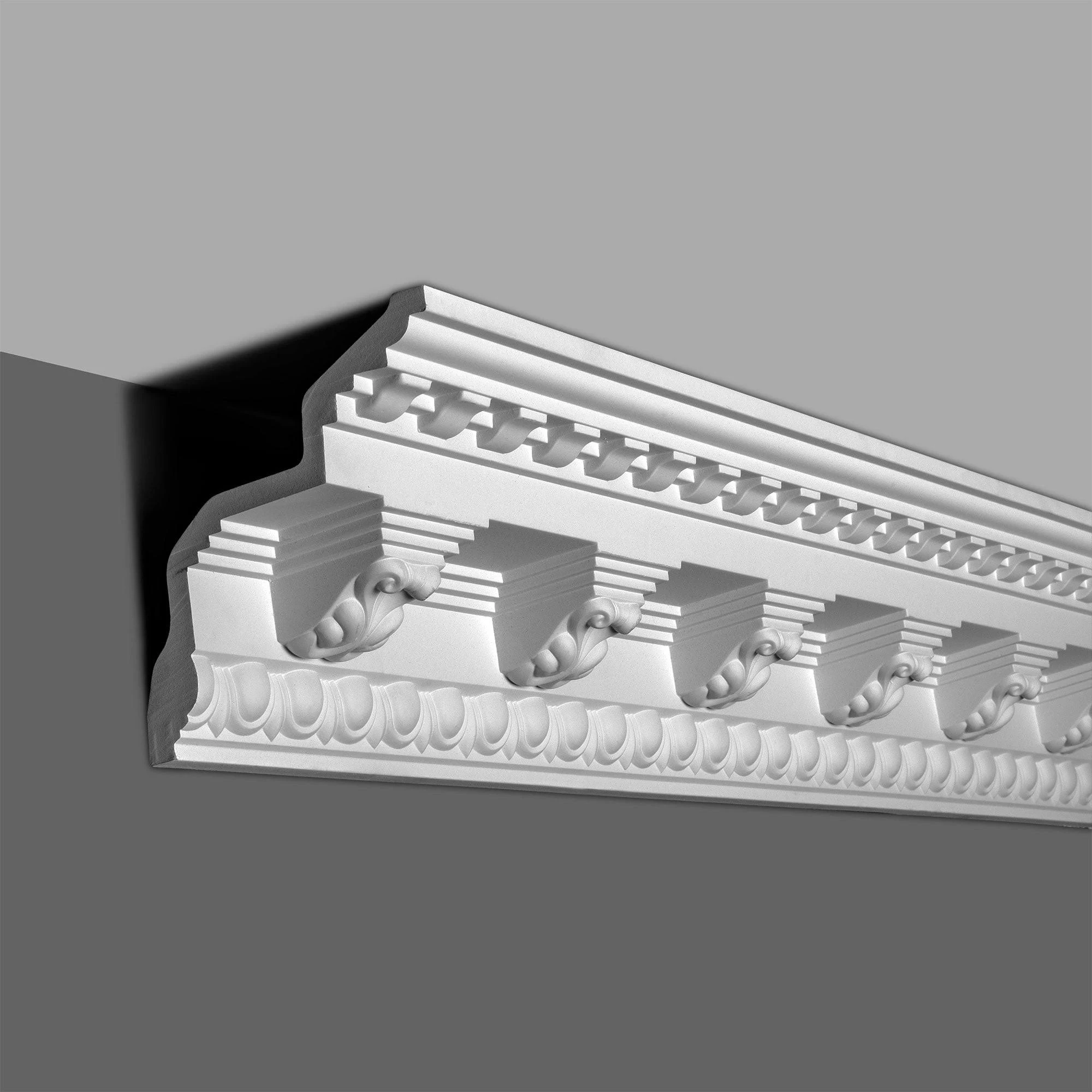 6-1/2 in. x 6-5/8 in. x 94-1/2 in. Egg and Dart with Corbels Polyurethane Crown Moulding Pro Pack 15-1/2 LF (2-Pack)