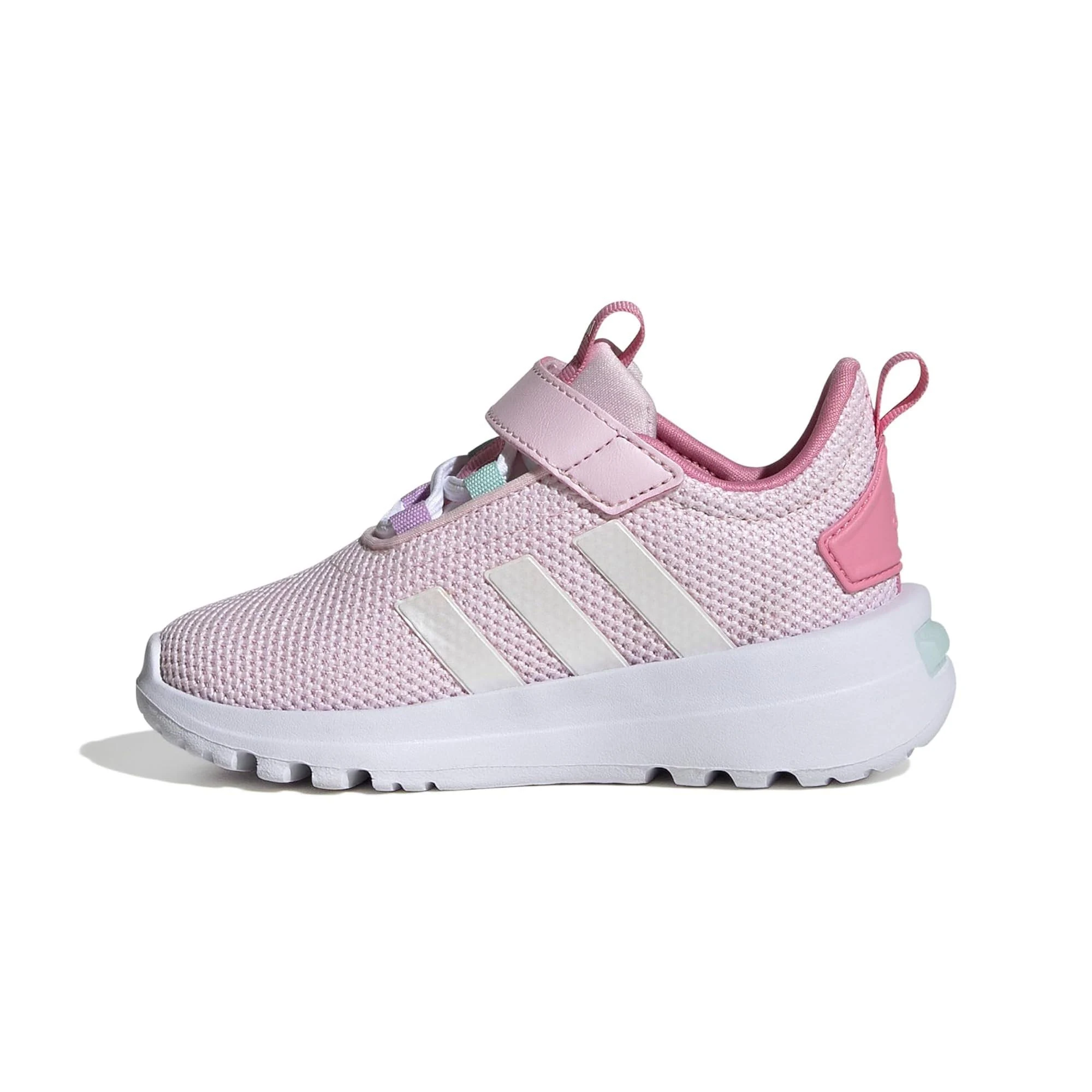 adidas Racer TR23 Elastic Lace Sneaker, Clear Pink/Zero Metallic/Bliss Pink, 4.5 US Unisex Big Kid