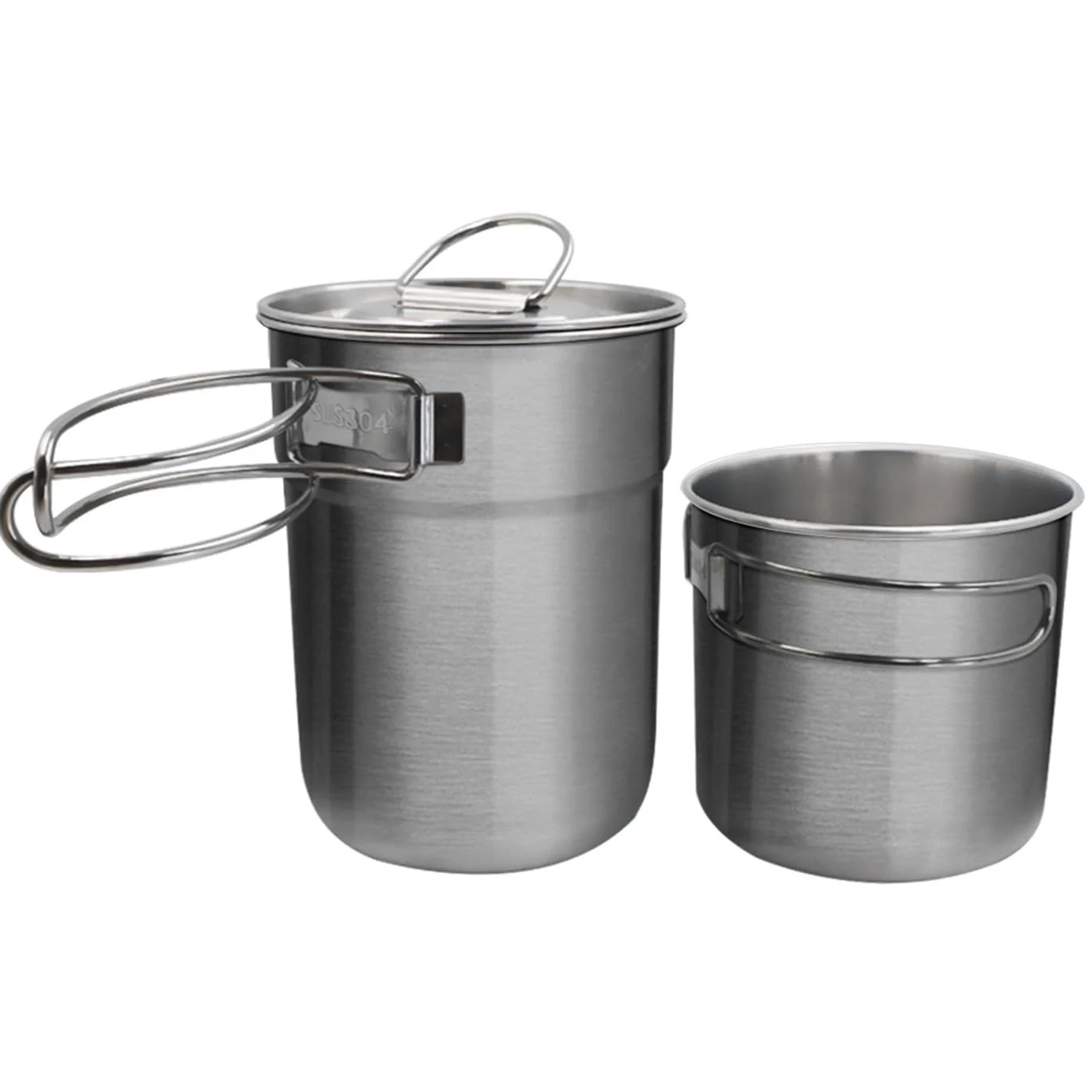 2pcs Foldable Camping Cups And Mugs Pot 304foodgrade Stainless Steel Outdoorcook