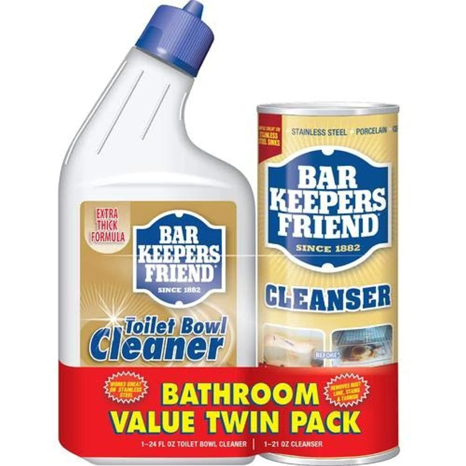 Bar Keepers Friend Toilet Bowl Cleaner 24oz Household Value Twin Pack