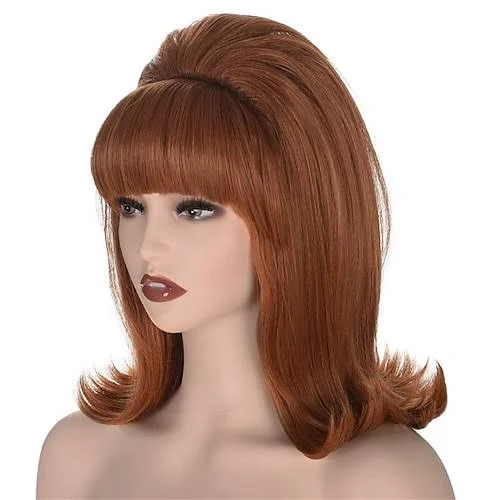 Womens Flip Wig 70s Pinup Pelucas 60s Retro Beehive Style Vintage Look Betty Rubble Wig Carnival Costume Women Wig wtih Bang 2025 - $20.99