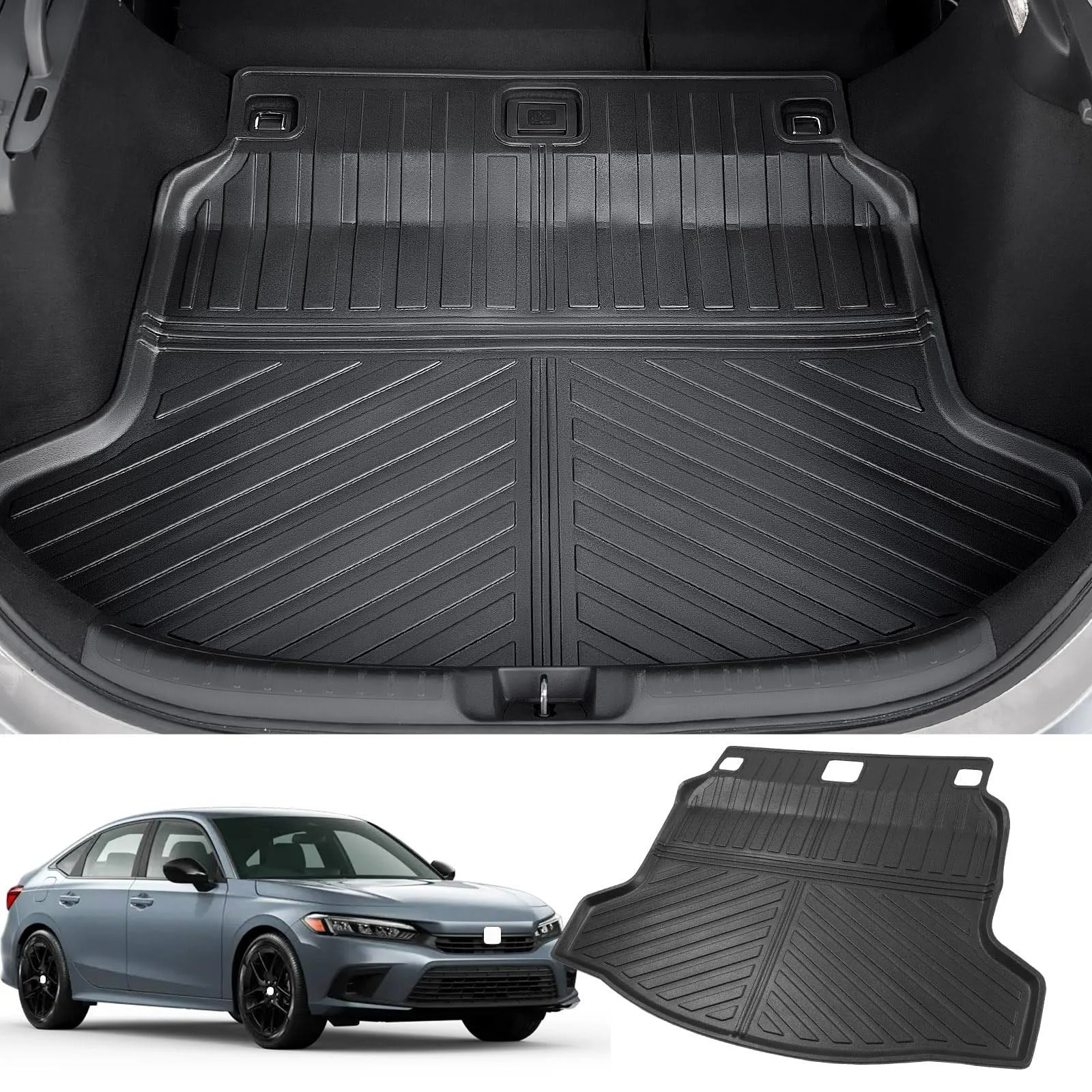 Powoq Floor Mats (Fit Sedan, Rear Trunk Mat+Floor Mat)