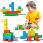 Asago Magnetic Blocks, 1.34 inch Large Magnetic Building Blocks, 3D Magnetic Cubes for Kids, Preschool Educational Construction Kit, Sensory