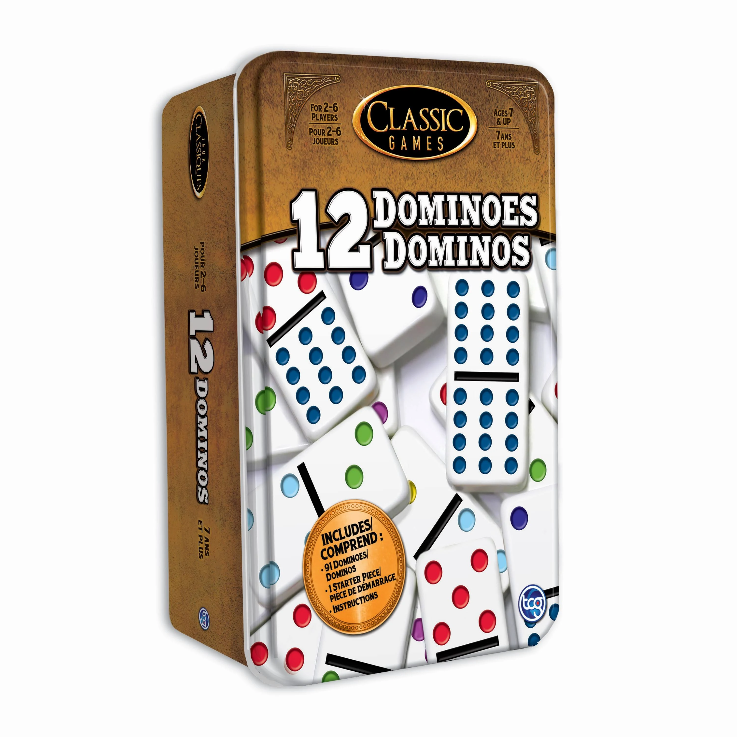 TCG Toys Double 12 Dominoes Game with Tin Case