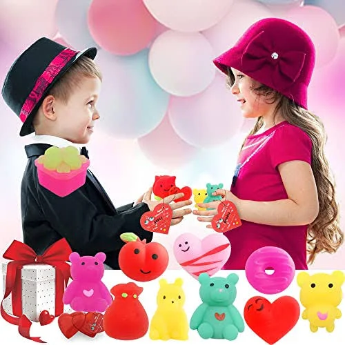 48 Pcs Valentines Day Gifts Mochi Squishy Toys Mini Cute Squeeze Toy Stress ...