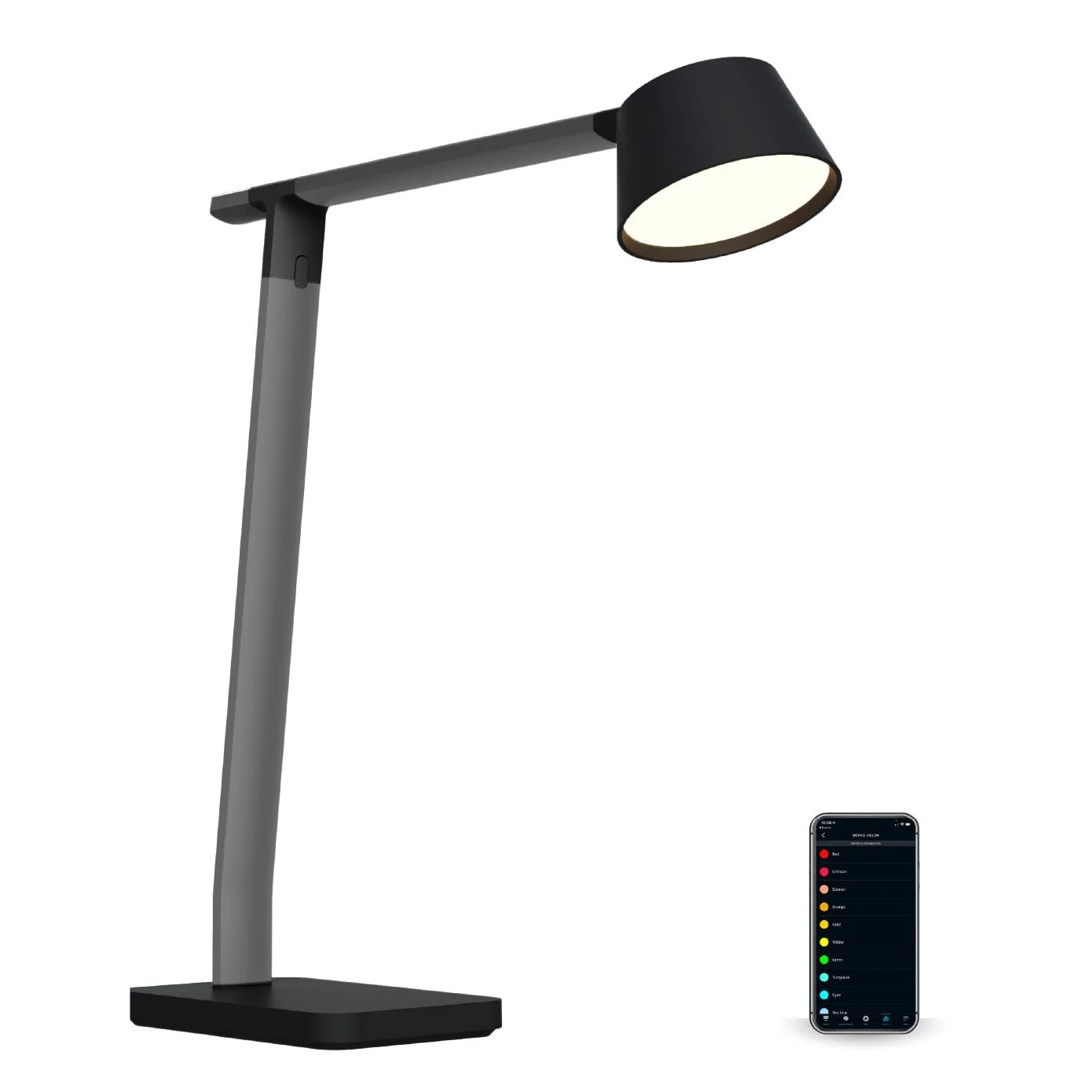 Smart Desk Lamp, Works with Alexa, True White LED + Color Ambiance, Qi Wireless Charger, Black