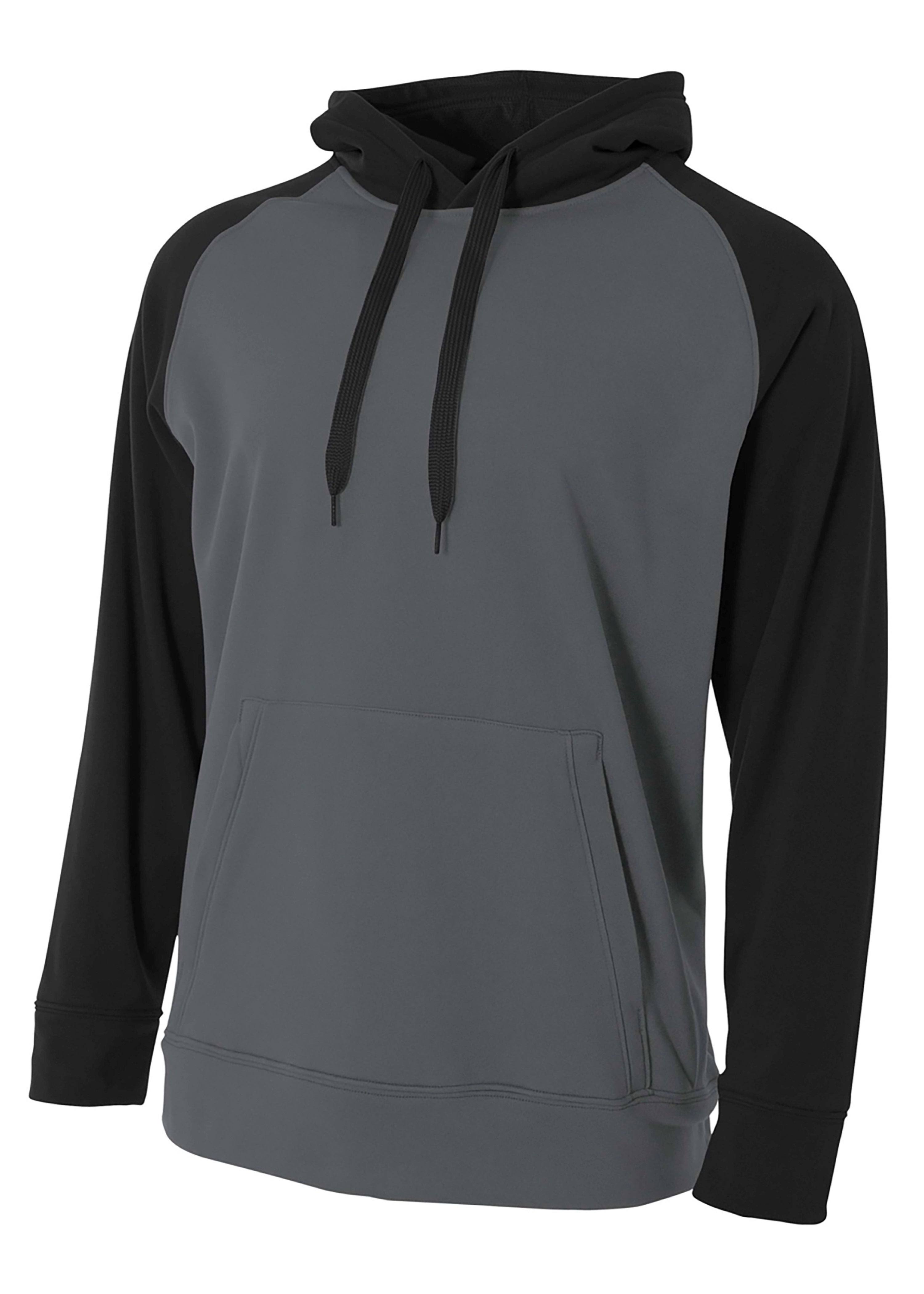 A4 N4234 Men's Color Block Tech Fleece Hoodie - Graphite/ Black - M