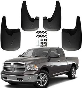 RMOURTEKK Premium Mud Flaps Compatible with Dodge Ram 2009-2018 1500 2500 3500 Without OEM Fender Flares Custom Front and Rear Mud Guard Set