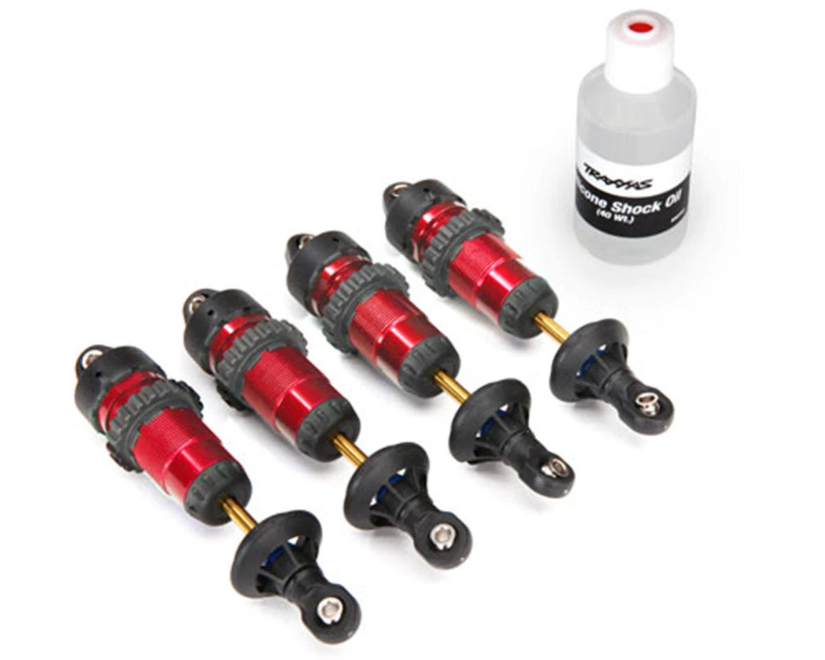 Traxxas 5460R Aluminum Body GTR Shocks in Red, Revo, 4-Piece, 411-Pack