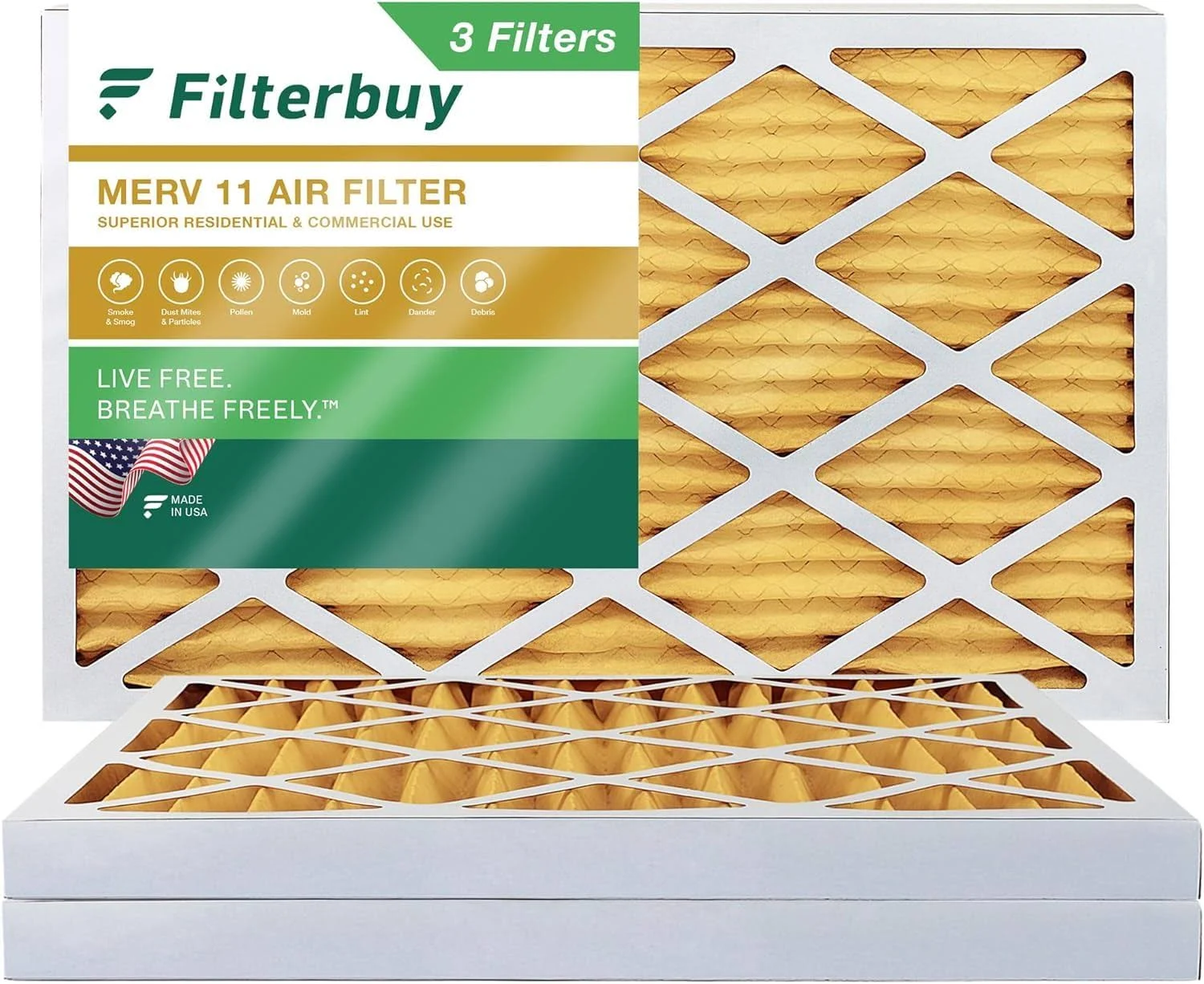 Filterbuy Air Filter for WEN 3410 Air Filtration System (3-Pack), MERV 11 Pleated Outer Filters Replacement for WEN 90243-027-2