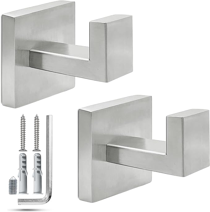 Towel Hooks for Bathroom Wall Mounted - Brushed Nickel Towel Hook - Towel Hoo...