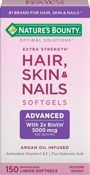 Nature's Bounty Optimal Solutions Hair Skin & Nails with Biotin Multivitamin Supplement, Sofgels - 150 count