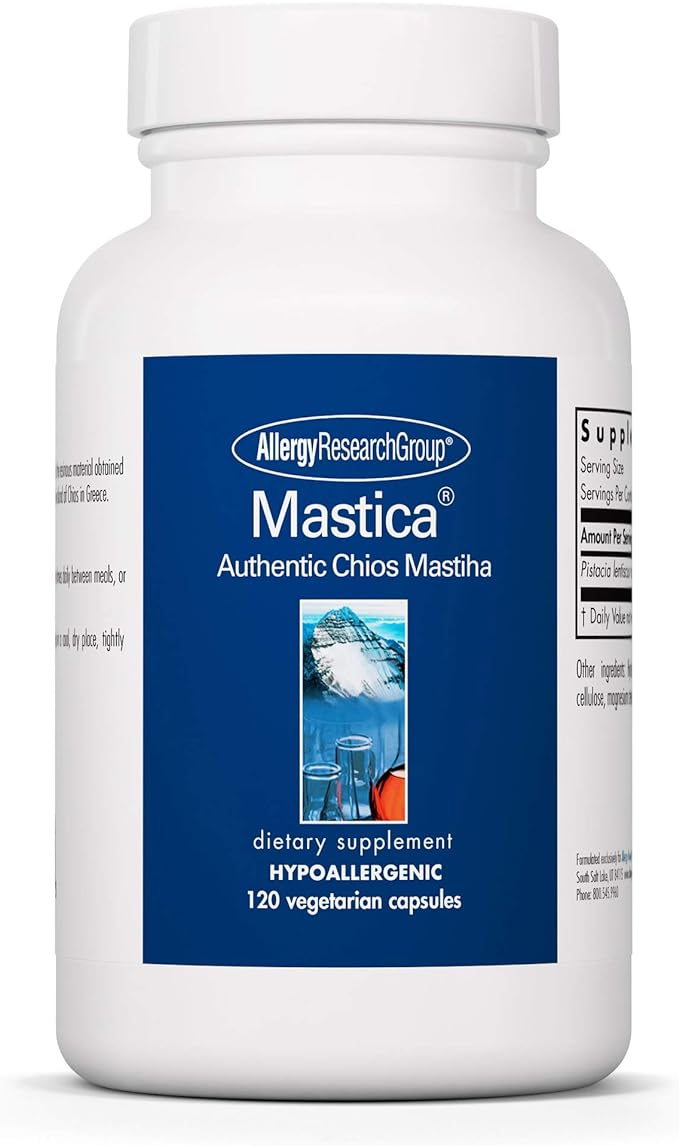 Allergy Research Group Mastic Gum Dietary Supplement - Authentic Chios Matisha, GI Health, Hypoallergenic, Vegetarian Capsules, Gluten Free - 120 Count