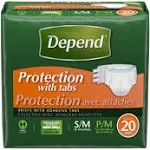 Depend Adult Briefs, Diaper Style, Maximum Fitted Protection Size Small/Medium 20/bag (217-0611)