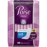 Poise Incontinence Pads, Moderate Absorbency, Regular, 66 Count