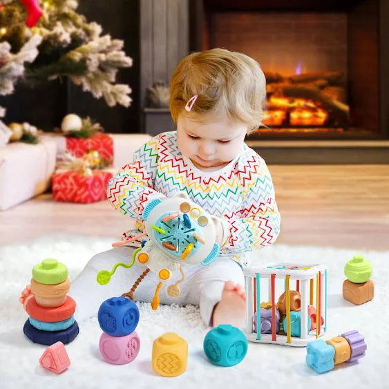 Cute Stone Baby Toys for 6 12 18 Months, Soft Teething Toys Stacking Blocks ...