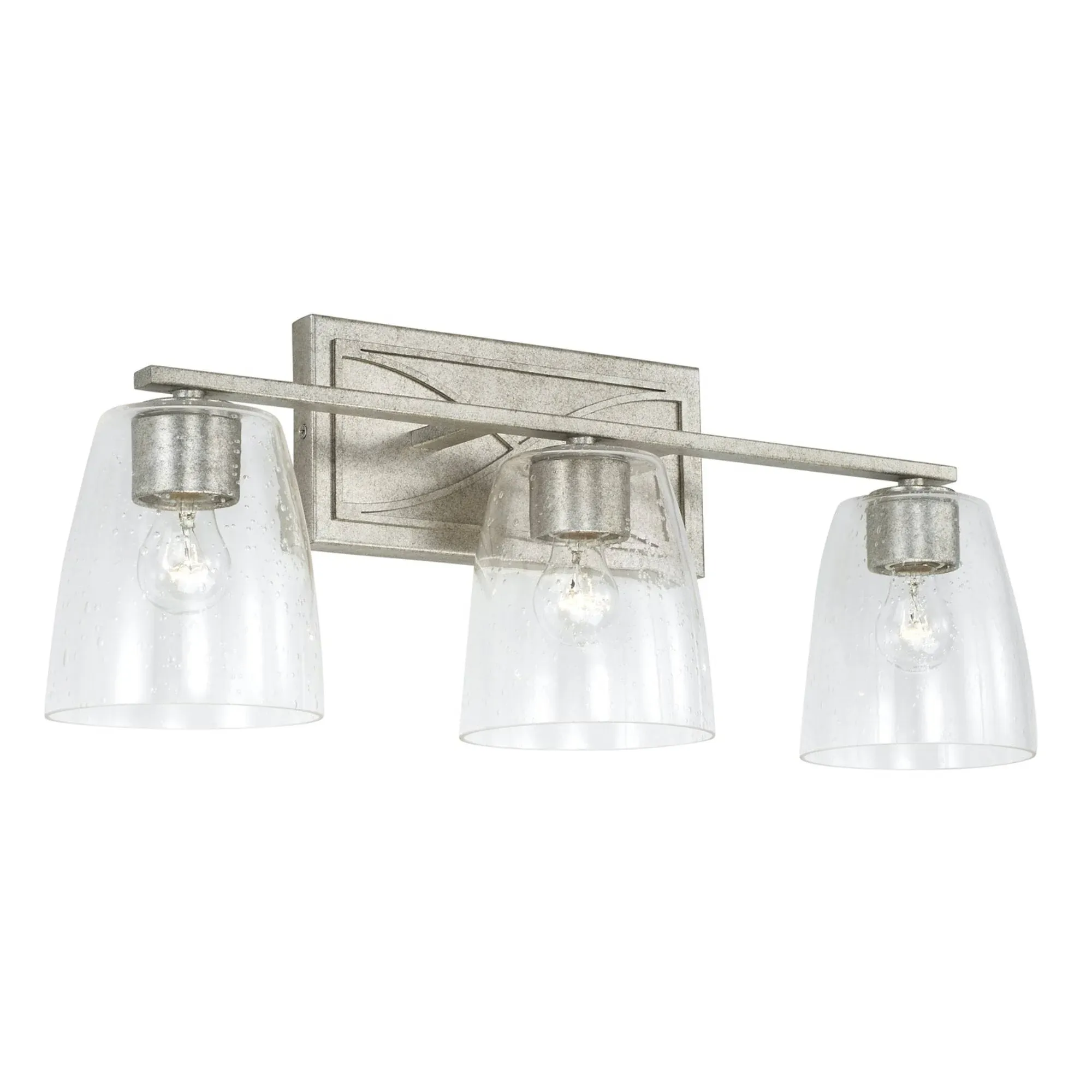 Capital Lighting 142331AS-488 Sylvia Seeded Glass Bath Vanity Wall Mount, 3-Light 300 Total Watts, 9" H x 24" W, Antique Silver