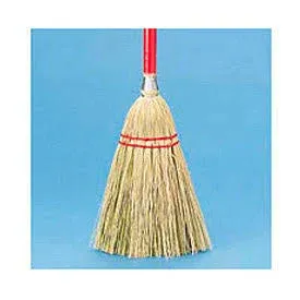 Lobby Broom Corn Fiber Bristles, 39" Wood Handle Red/Yellow -