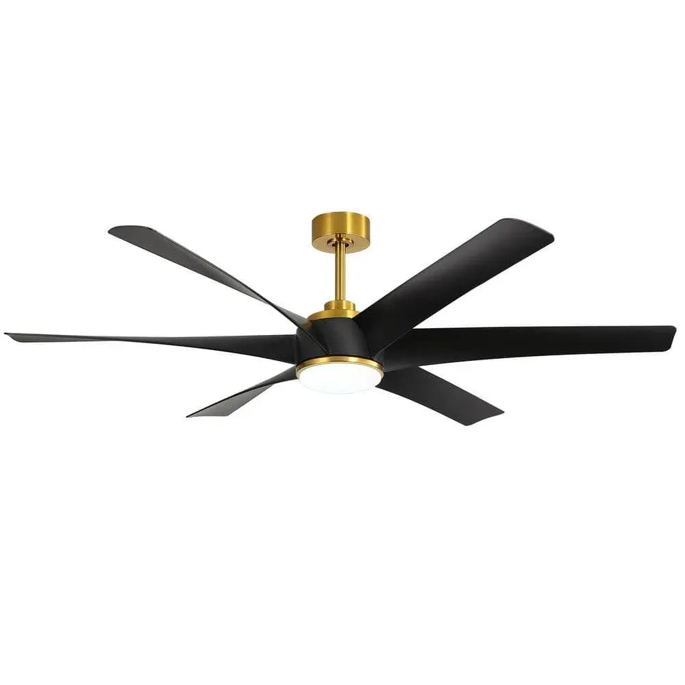 Breezary Ceiling Fan 65&#034; Indoor w/ LED Light Remote Control Hector II Gold/Black