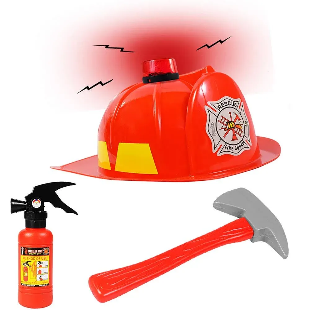 Funny Party Hats Fireman Hat -3 PC Set - Fireman Helmet with Axe and Extinguisher ...