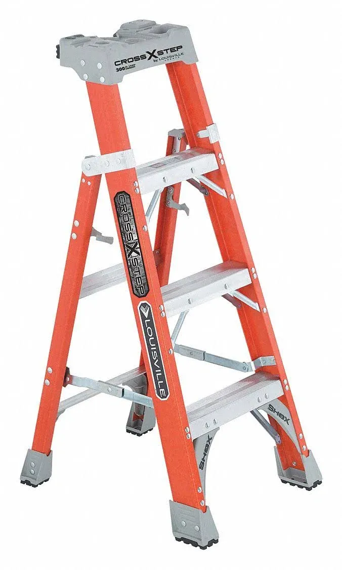 Louisville Ladder 4-foot Fiberglass Cross Step Ladder, 300-Pound Load Capacity, Type IA, FXS1504