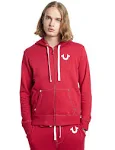 True Religion Men's Classic Logo Zip Up Hoodie Red Large