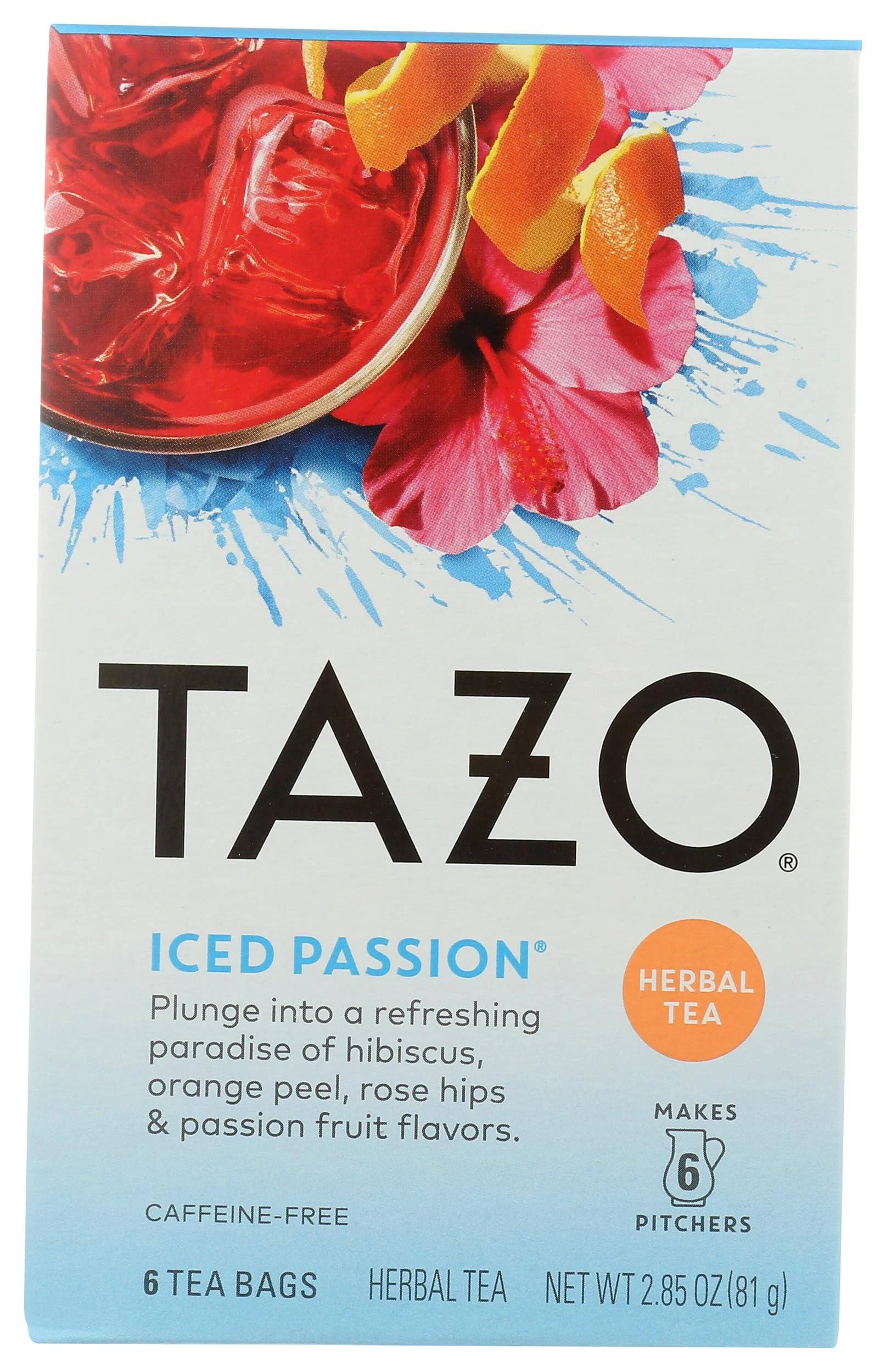 TAZO Passion Pitcher Iced Tea Bags Herbal Tea, Tea Bags 6 Ct