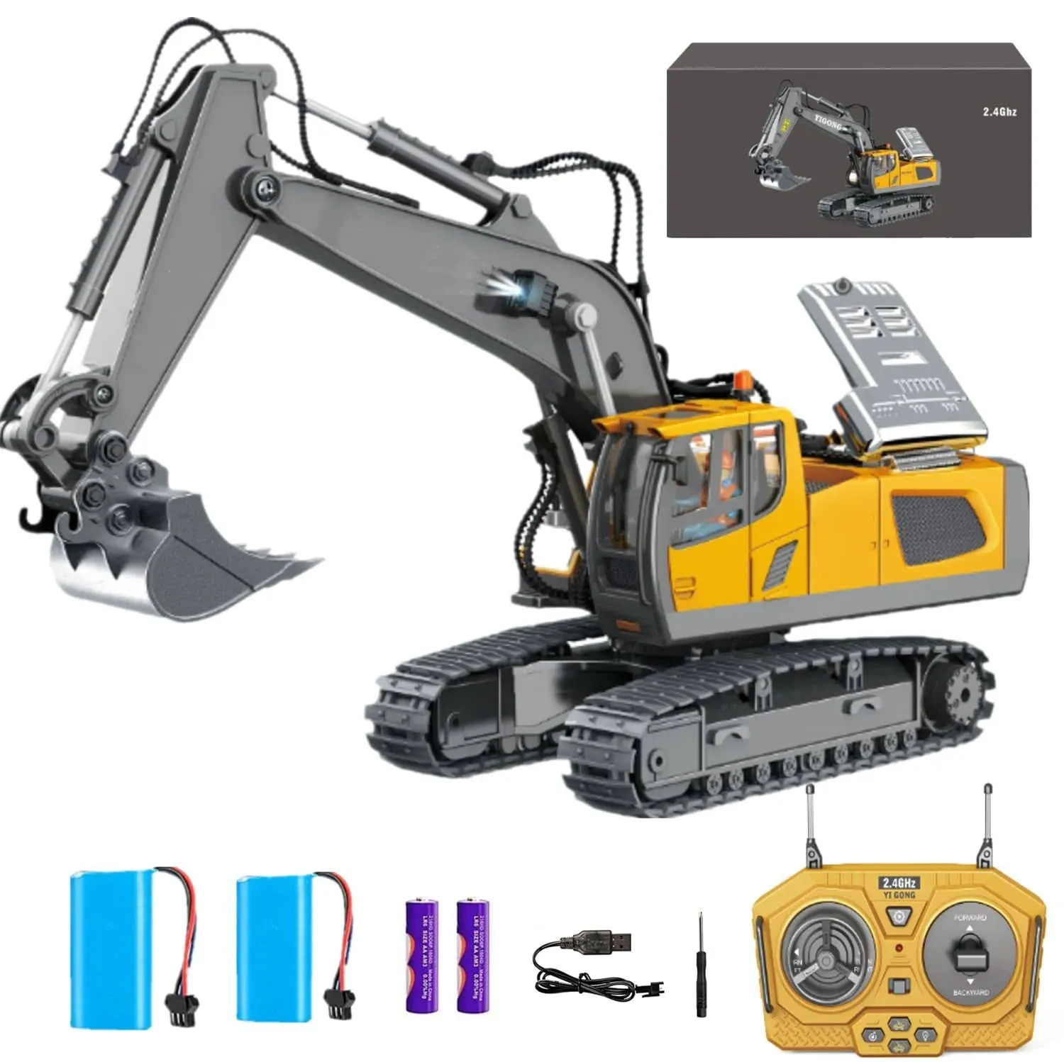 Remote Control Excavator Toys for Boys,Construction Rc Excavators for Kids Age 3-10 Year Old and up, Metal Shovel Independent Arms, Professional Vehicles, Boy Toddlers Toys Best Gift